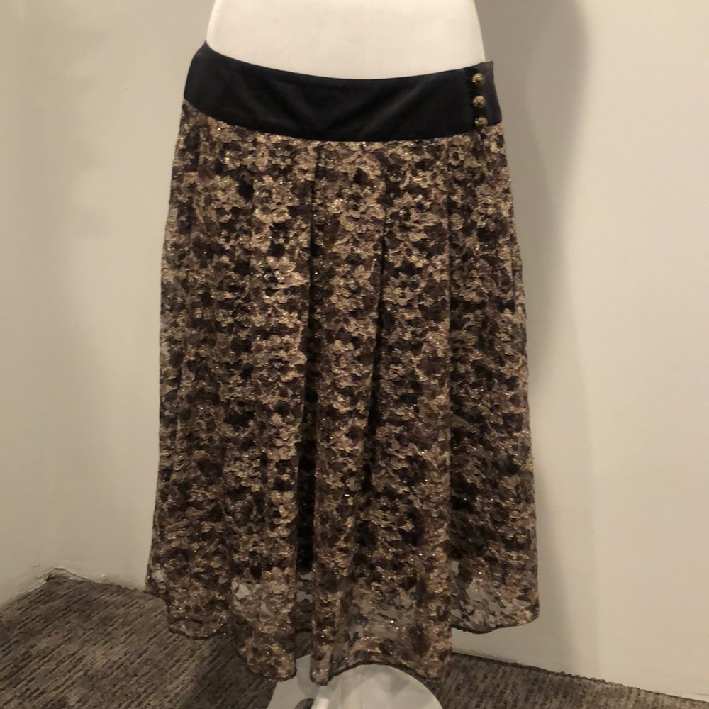 Gold Lace and Black Satin Skirt